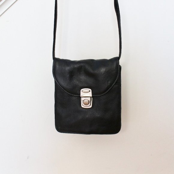 Vintage Soho Design Group Black Pebble Grain Leather Crossbody Bag - Picture 1 of 9
